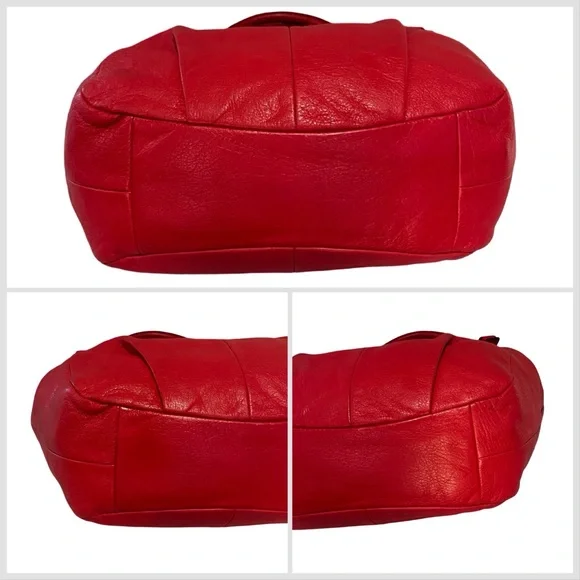 Coach Ashley Leather Shoulder Tote Bag in Brass/True Red - Picture 8 of 9